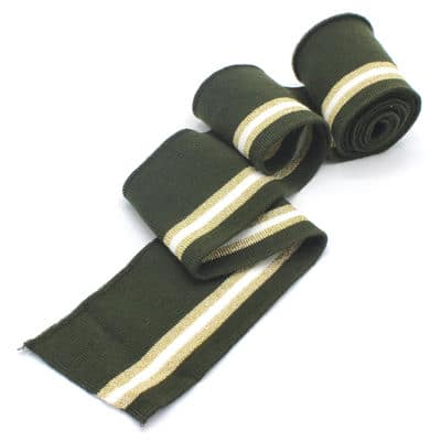 Striped cuffing fabric with lurex - khaki 