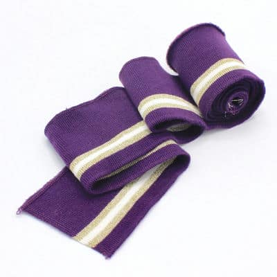 Striped cuffing fabric with lurex - purple
