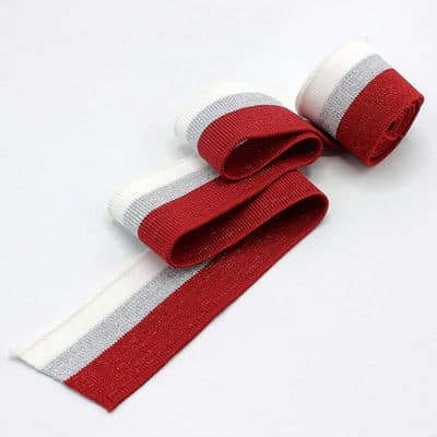 Striped cuffing fabric with lurex - red