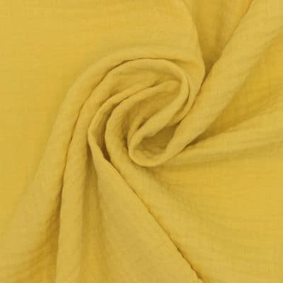 Tissu double gaze de coton - jaune