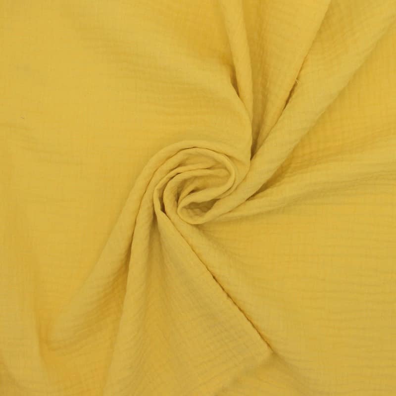 Tissu double gaze de coton - jaune