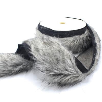 Acrylic faux fur ribbon 7 cm - grey 