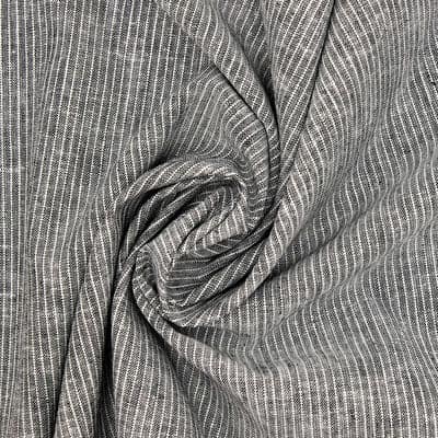 Striped fabric in linen andn cotton - black