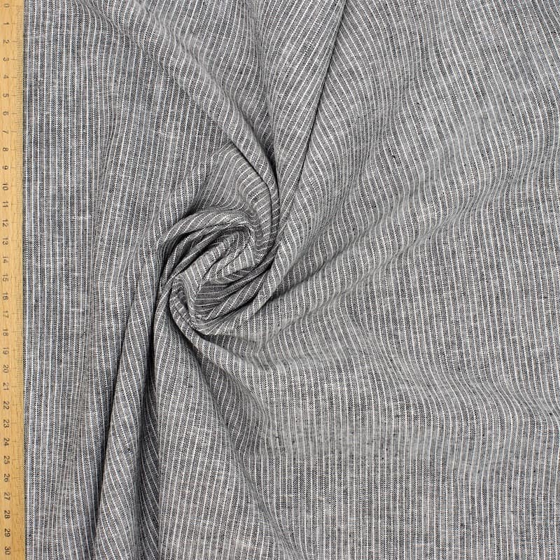 Striped fabric in linen andn cotton - black