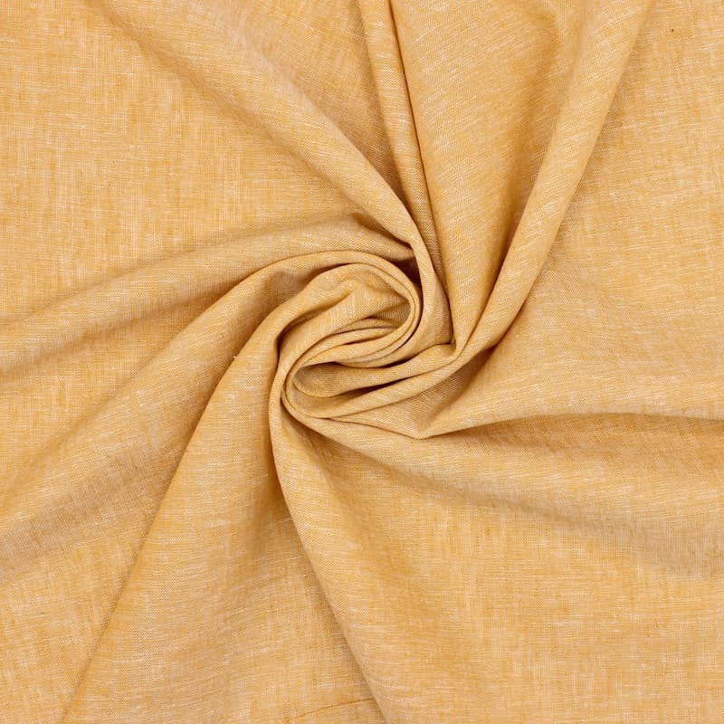 Plain fabric in linen and cotton - ochre