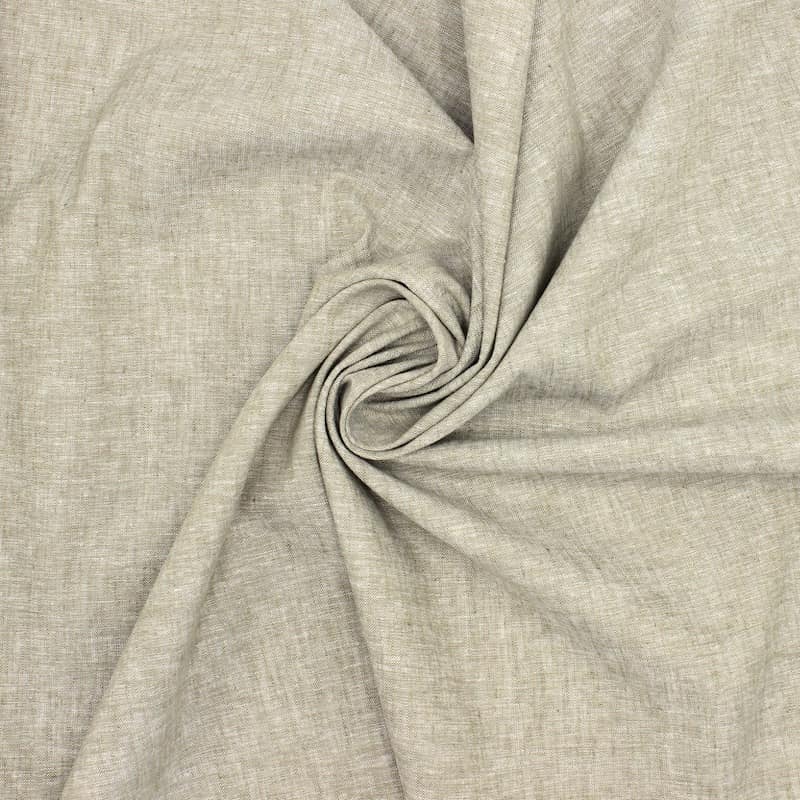 Plain fabric in linen and cotton -  khaki 