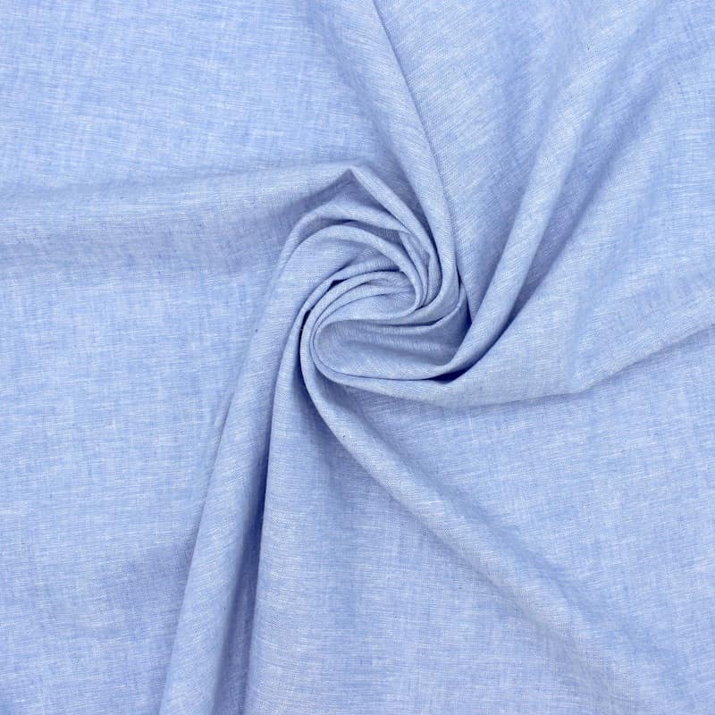 Effen stof in linnen en katoen - hemelsblauw 
