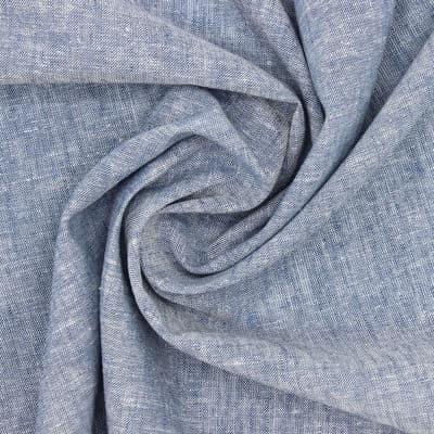 Tissu lin et coton uni - bleu