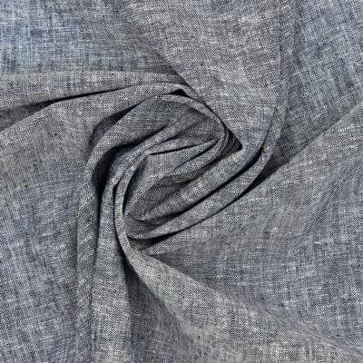 Plain fabric in linen and cotton - navy blue 