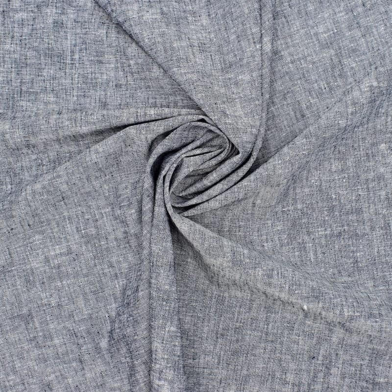 Plain fabric in linen and cotton - navy blue 