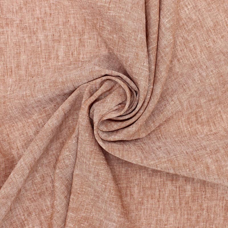 Plain fabric in linen and cotton - rust-colored