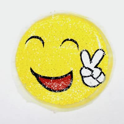 Smiley badge with glitters - yellow 