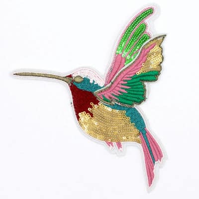 Opstrijkbare kolibri met glitters