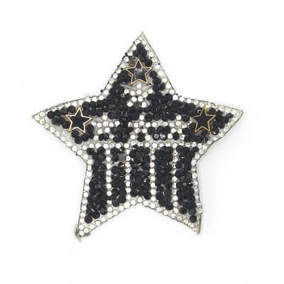 Iron-on star with pearls and glitters