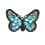 Geborduurde opstrijkbare vlinder met glitters - blauw