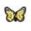 Geborduurde opstrijkbare vlinder met glitters - geel