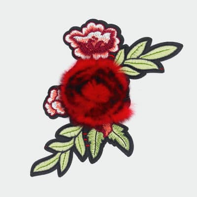 Iron-on embroidered flowers with pompom