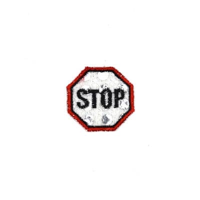 Opstrijkbare "stop"