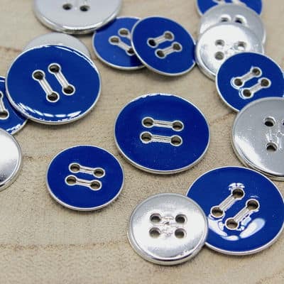 Button with metal aspect - navy blue and silver
