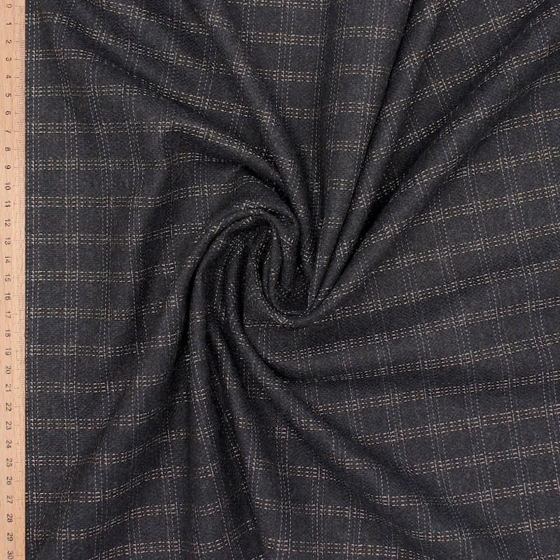 Checkered extensible fabric - donkerblauw