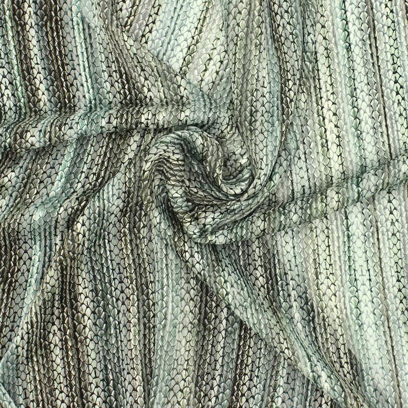 Satin jacquard veil with silver thread - green 