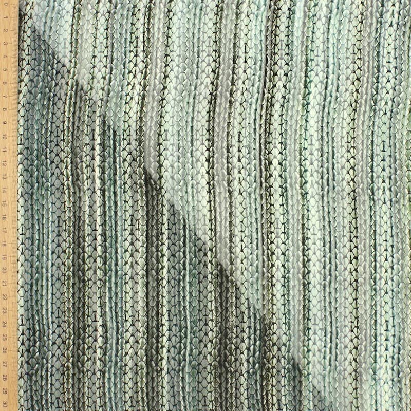 Satin jacquard veil with silver thread - green 