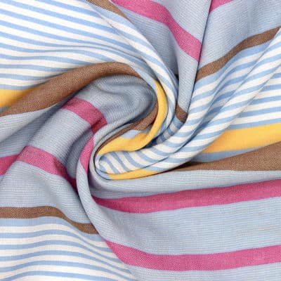 Striped fabric in cotton and viscose - sky blue 