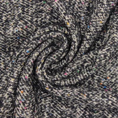 Wool fabric - black and ecru 