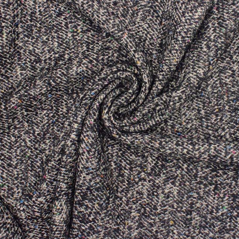 Wool fabric - black and ecru 