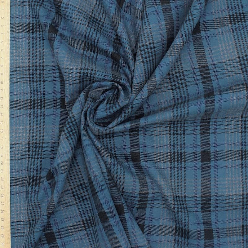 Checkered fabric 100% cotton - blue