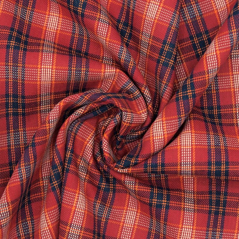 Checkered fabric 100% cotton - red