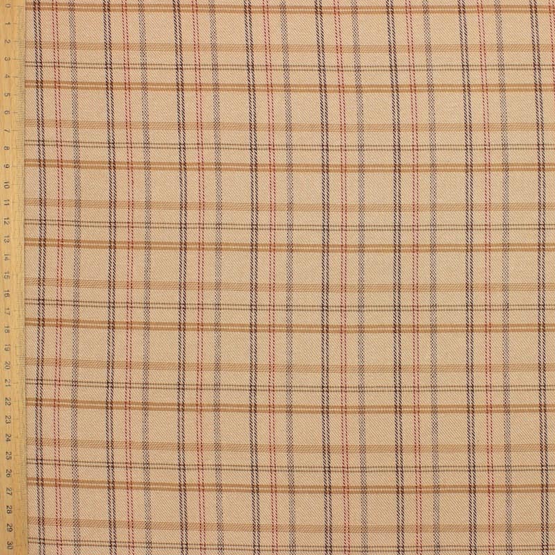Checkered fabric 100% cotton - beige