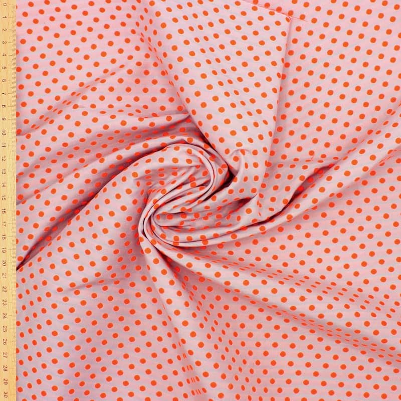 Jacquard fabric with dots - neon orange