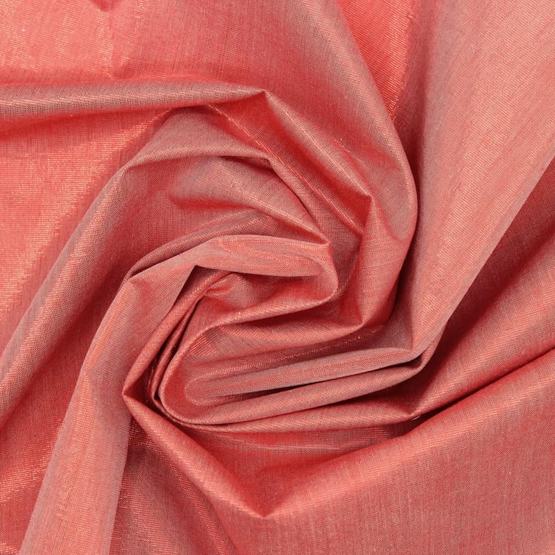 Tissu coton et polyester - rouge métallisé 