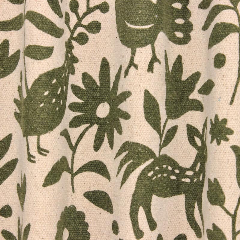 Cotton upholstery fabric with donkeys -  khaki 