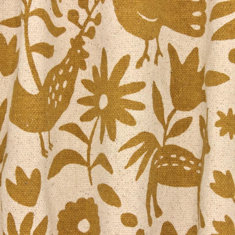 Cotton upholstery fabric with donkeys -  mustard yellow