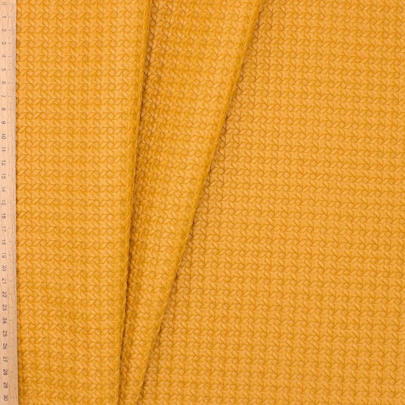 Faux leather with braided pattern - mustard yellow