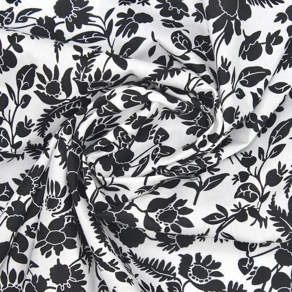 Tissu floral noir tissu de sensation de lin de 153 cm de -  France