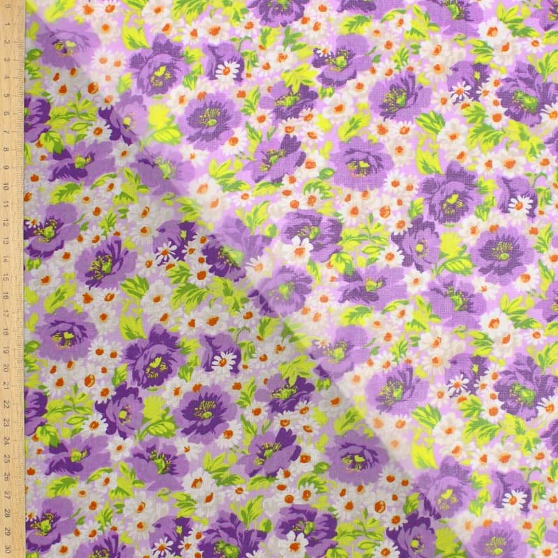 Polyester sluier met bloemen - kleurrijk