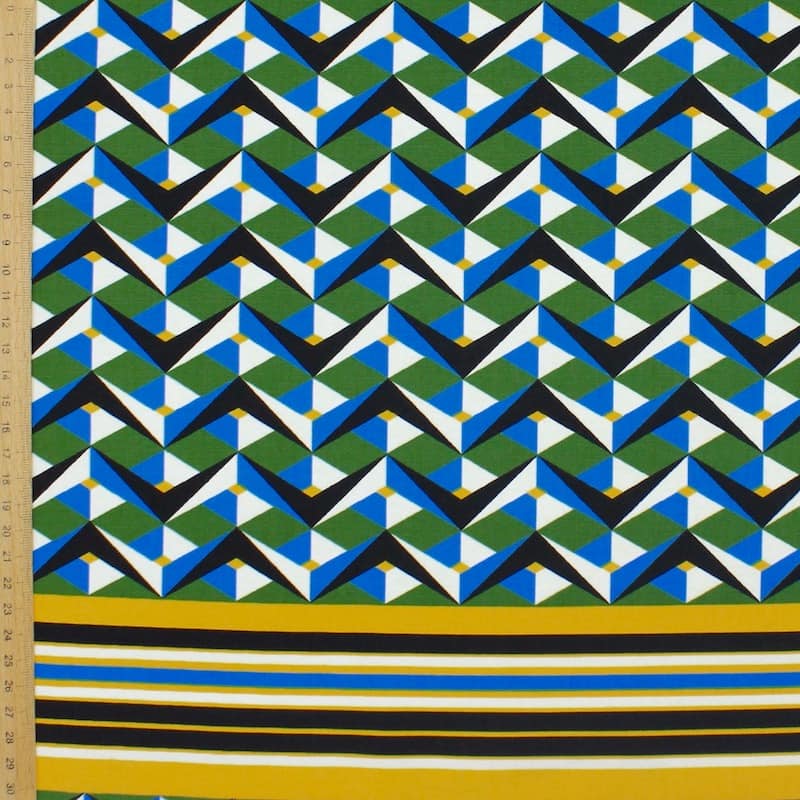 Extensible cotton panel with geometric print - multicolored 