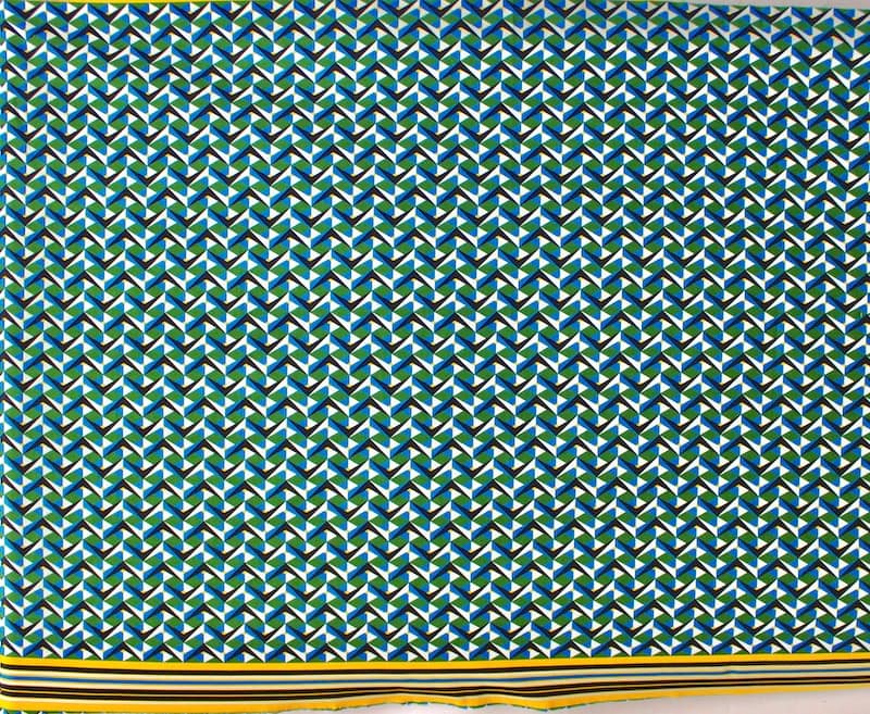 Polyester satin twill fabric  with graphic print - blue and green