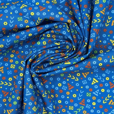 Tissu coton petits motifs - bleu