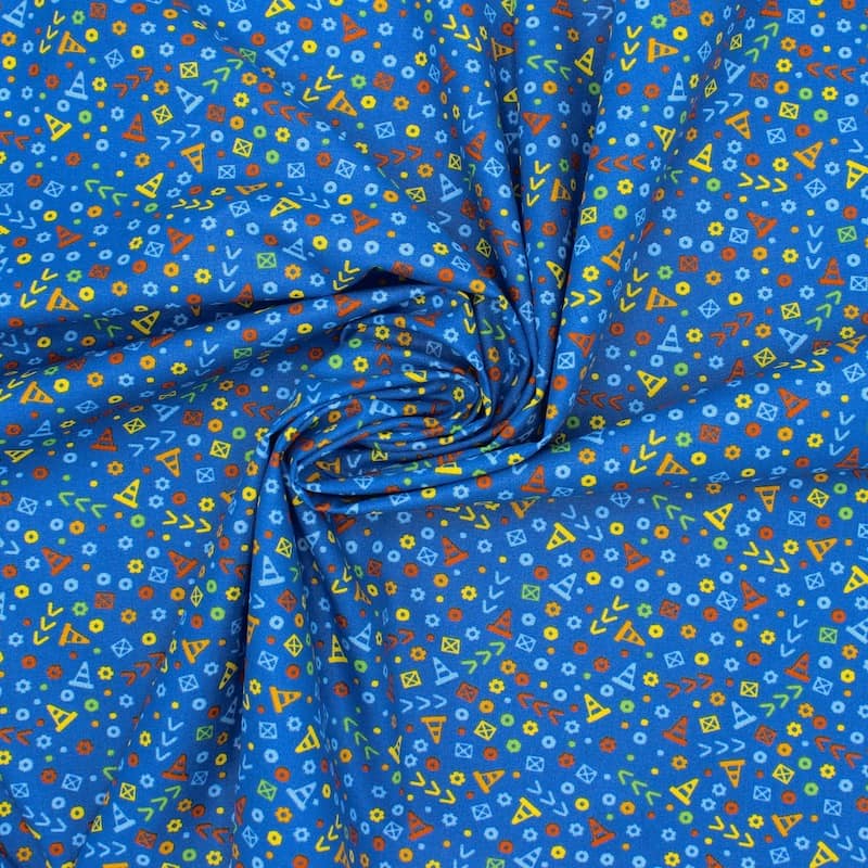 Tissu coton petits motifs - bleu