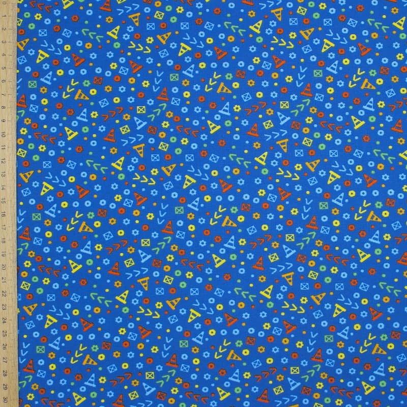 Cotton fabric with small patterns - blue 