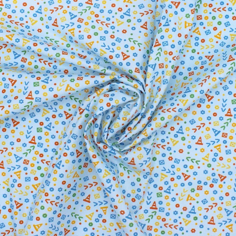 Cotton fabric with small patterns - sky blue 