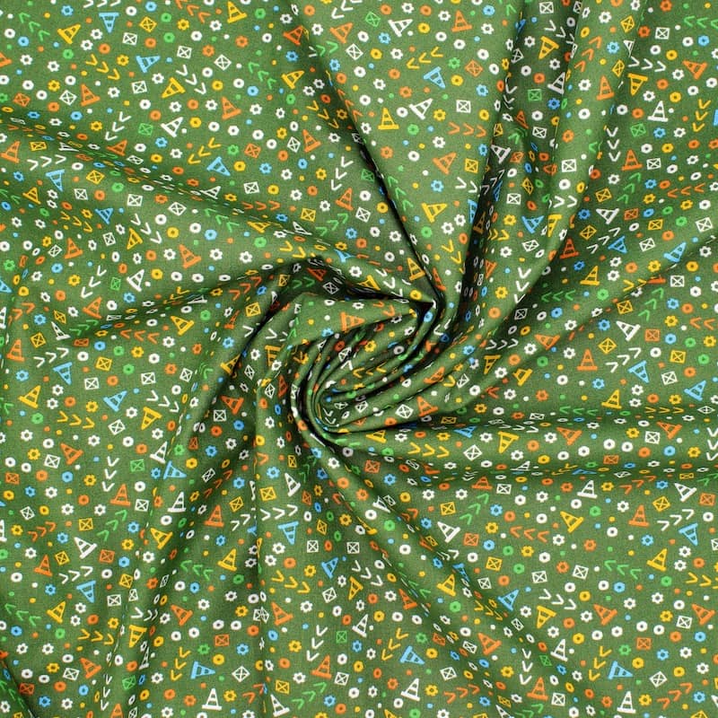 Cotton fabric with small patterns - green