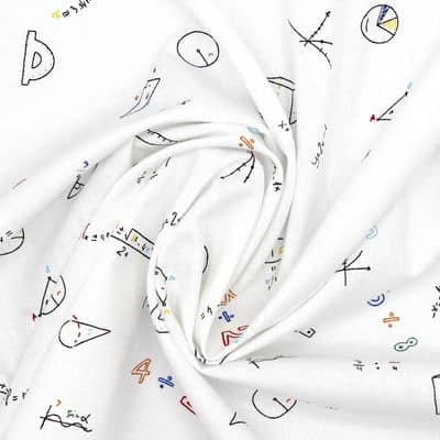 Tissu coton mathématiques - blanc