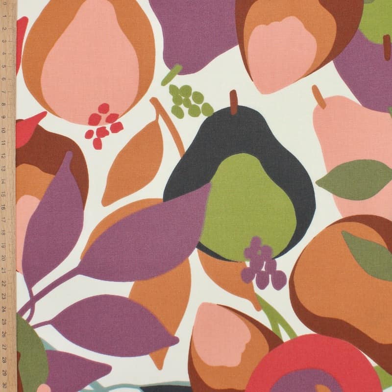 Coated cotton fabric with fruit - multicolored