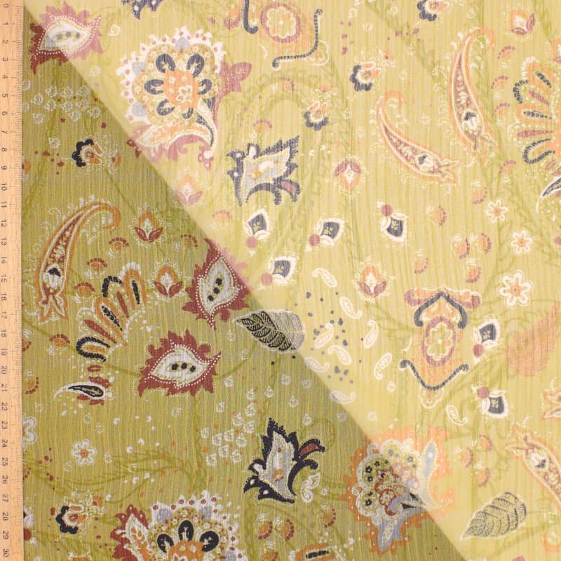 Veil fabric with patterns - mustard yellow 