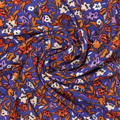 Viscose fabric with flowers - blue